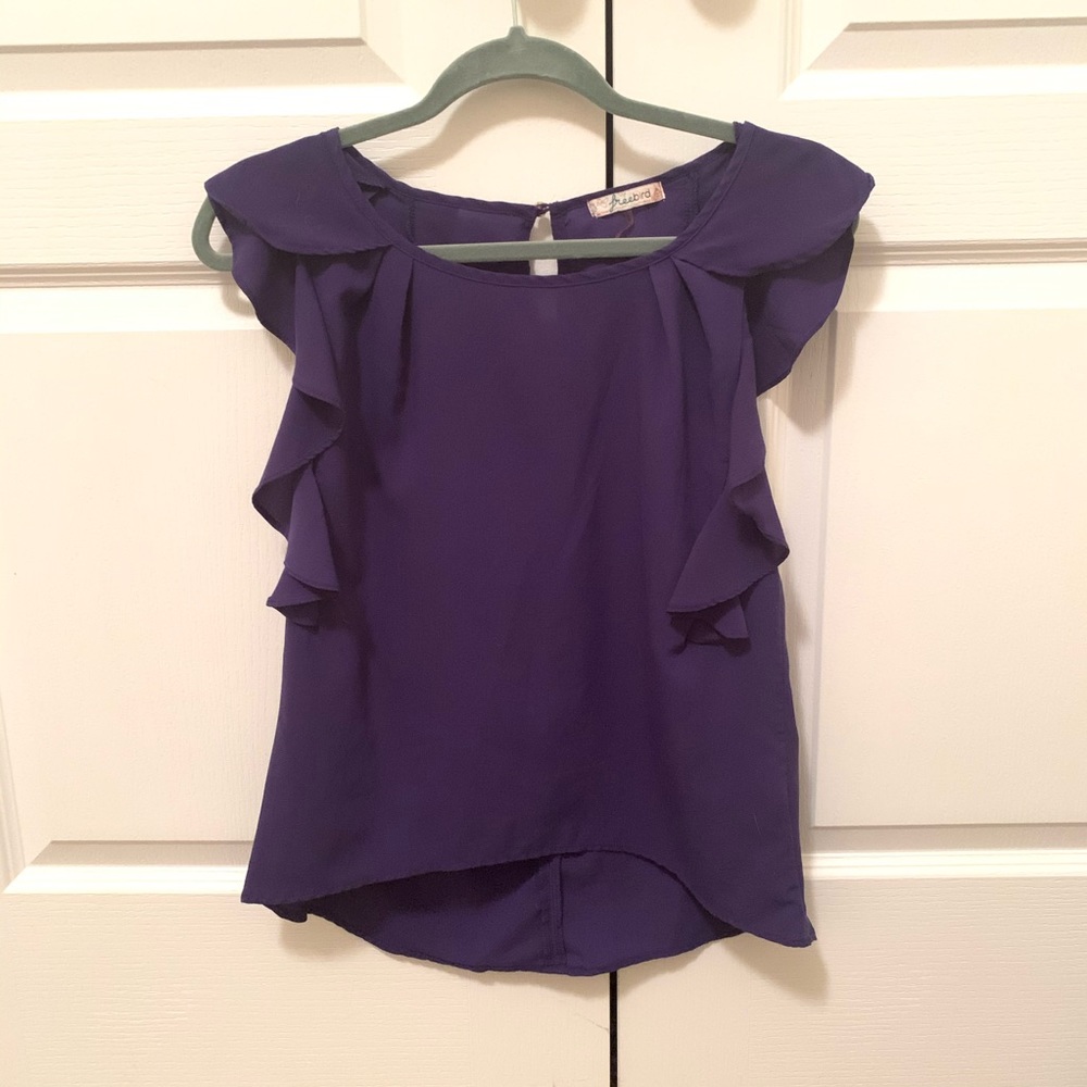 Free Bird purple ruffle blouse